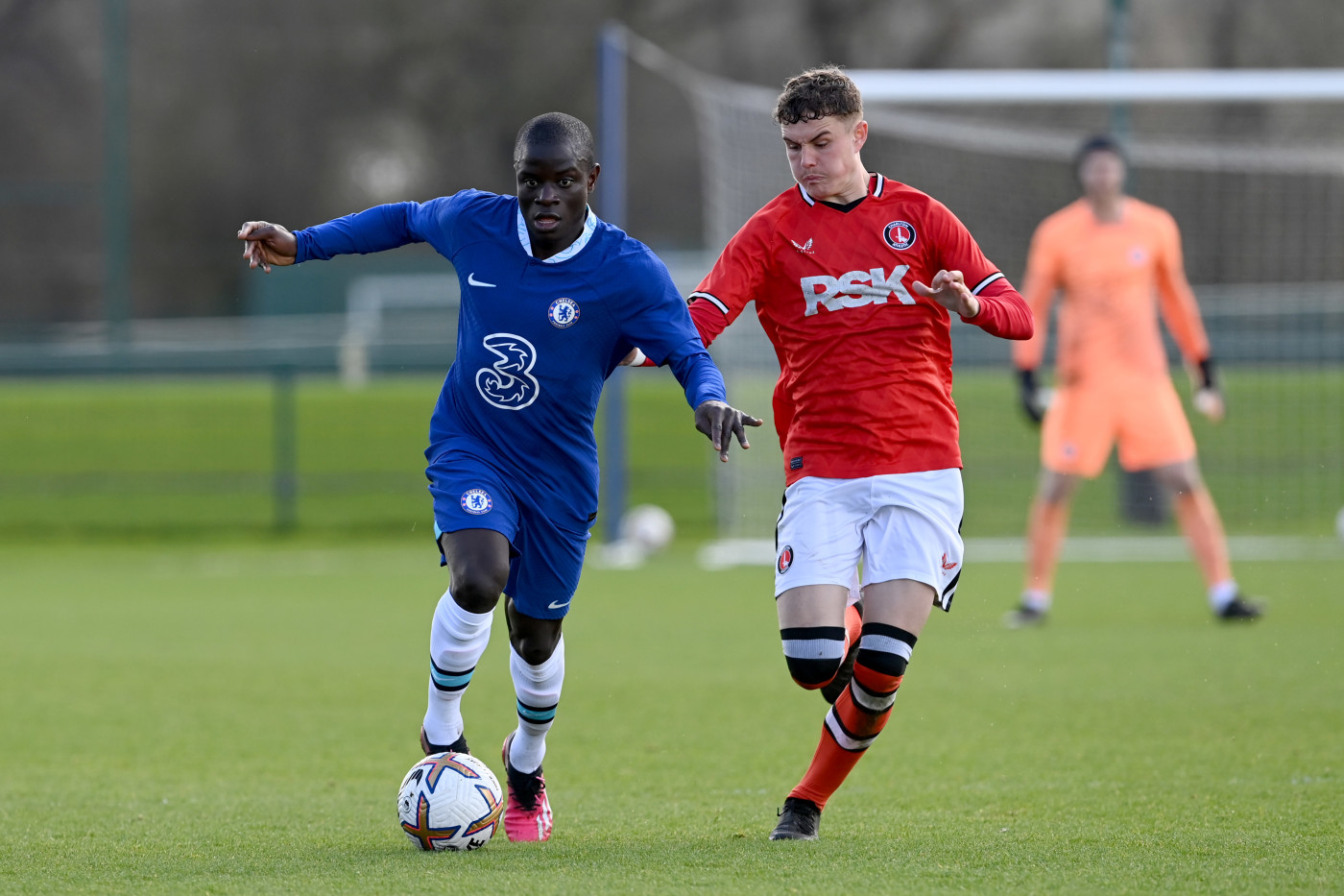 Kante on the ball at Cobham