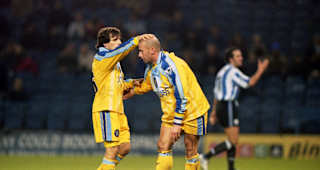 December 20th 1997, Hillsborough.   Sheffield Wednesday v Chelsea: Gianfranco Zola and Gianluca Vialli 