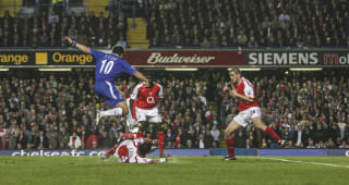 Sunday APRIL 20TH 2005. Joe Coe and Ashley Cole of Arsenal during the Premier League mach between Chelsea and Arsenal. The game finishes in a 0-0 draw.