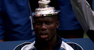 20th May 2000. Wembley. AXA FA Cup Final. Chelsea 1 v Aston Villa 0. George Weah with the FA Cup during the victory celebrations. 