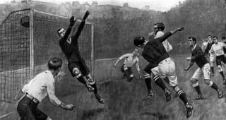 Division 1, 1909, Chelsea 2 v Tottenham Hotspur 0, Windridge heads home Chelsea+s 1st goal  