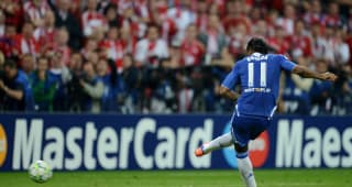 Didier Drogba scores the winning penalty during the UEFA Champions League final football match between FC Bayern Munich and Chelsea FC on May 19, 2012 at the Fussball Arena stadium in Munich.