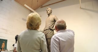 Peter Osgood's widow, Lyn, views the new statue of him being created. 2010