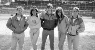 Launch of the Chelsea Collection clothing range with Chelsea players Micky Hazard, Colin Pates and John Bumstead.