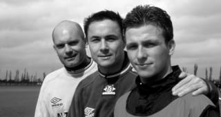 MAY 1999. Chelsea FC players Ray Wilkins (L), Dennis Wise (C) and Jody Morris (R). 