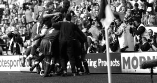 APRIL 30TH 2005. Chelsea players celebrate the goal against Bolton by Frank Lampard that secured the club's winning of the Barclays Premiership Title. 