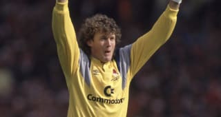 Saturday MARCH 25: Dave Beasant celebrates after theFull Members Cup Final between Chelsea and Middlesbrough at Wembley Stadium on March 25, 1990. Chelsea won 1-0.