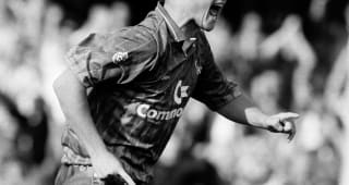 Dennis Wise of Chelsea celebrates after scoring, circa 1990. 