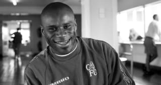 Frank Sinclair  during a training session held in August 1996 at Chelsea FC's Harlington training facility in London. 