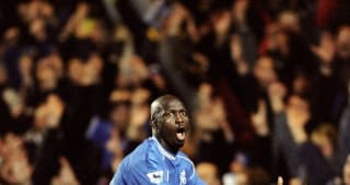 30 Jan 2000:  George Weah celebrates his goal for Chelsea during the AXA sponsored FA Cup Fifth Round match against Leicester City played at Stamford Bridge in London. Chelsea progress to the quarter finals with a 2-1 win. \ 