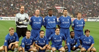 26 Oct 1999:  Chelsea prepare to face AC Milan in the UEFA Champions League Group H match at the San Siro Stadium in Milan, Italy. The game ended 1-1.  \ 