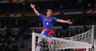 AMSTERDAM, NETHERLANDS - MAY 15: Branislav Ivanovic celebrates after the UEFA Europa League Final between SL Benfica and Chelsea FC at Amsterdam Arena on May 15, 2013 in Amsterdam, Netherlands.  