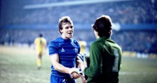 Kerry Dixon with Sheffield Wednesday's Martin Hodge after the final whistle.  Football League Cup 5th Round 2nd Replay - 6th February 1985
