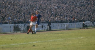 Ken Shellito in action for Chelsea FC against Harrison, circa 1965. 