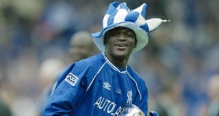 LONDON, ENGLAND - MAY 20: Marcel Desailly of Chelsea celebrates with the FA Cup after their victory over Aston Villa in the FA Cup Final at Wembley Stadium on May 20, 2000 in London, England. 