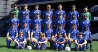 AUGUST 1985:  Chelsea team group taken during the Pre-Season for the 1985/86 season at Stamford Bridge. 
