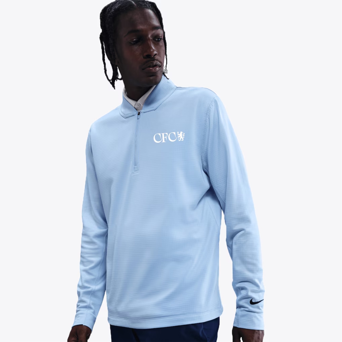 Chelsea Nike Therma FIT Velocity 1 2 Zip Golf Top Blue Mens 1