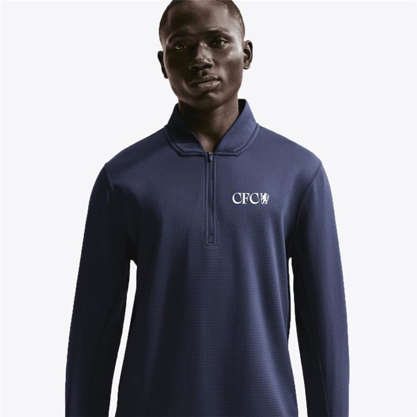 Chelsea Nike Therma FIT Velocity 1 2 Zip Golf Top Navy Mens