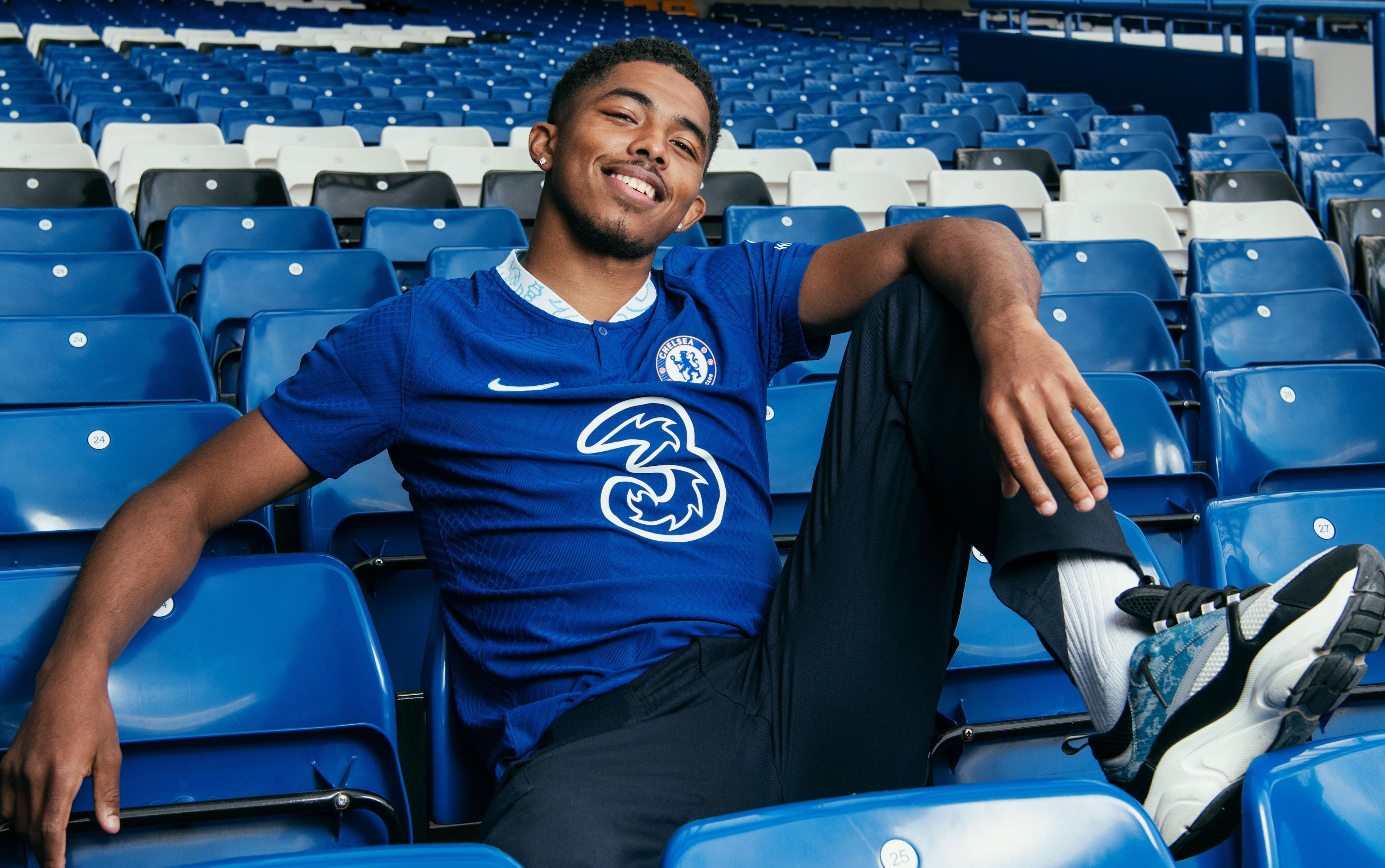 Wesley Fofana stands inside Stamford Bridge after signing for Chelsea in August 2022
