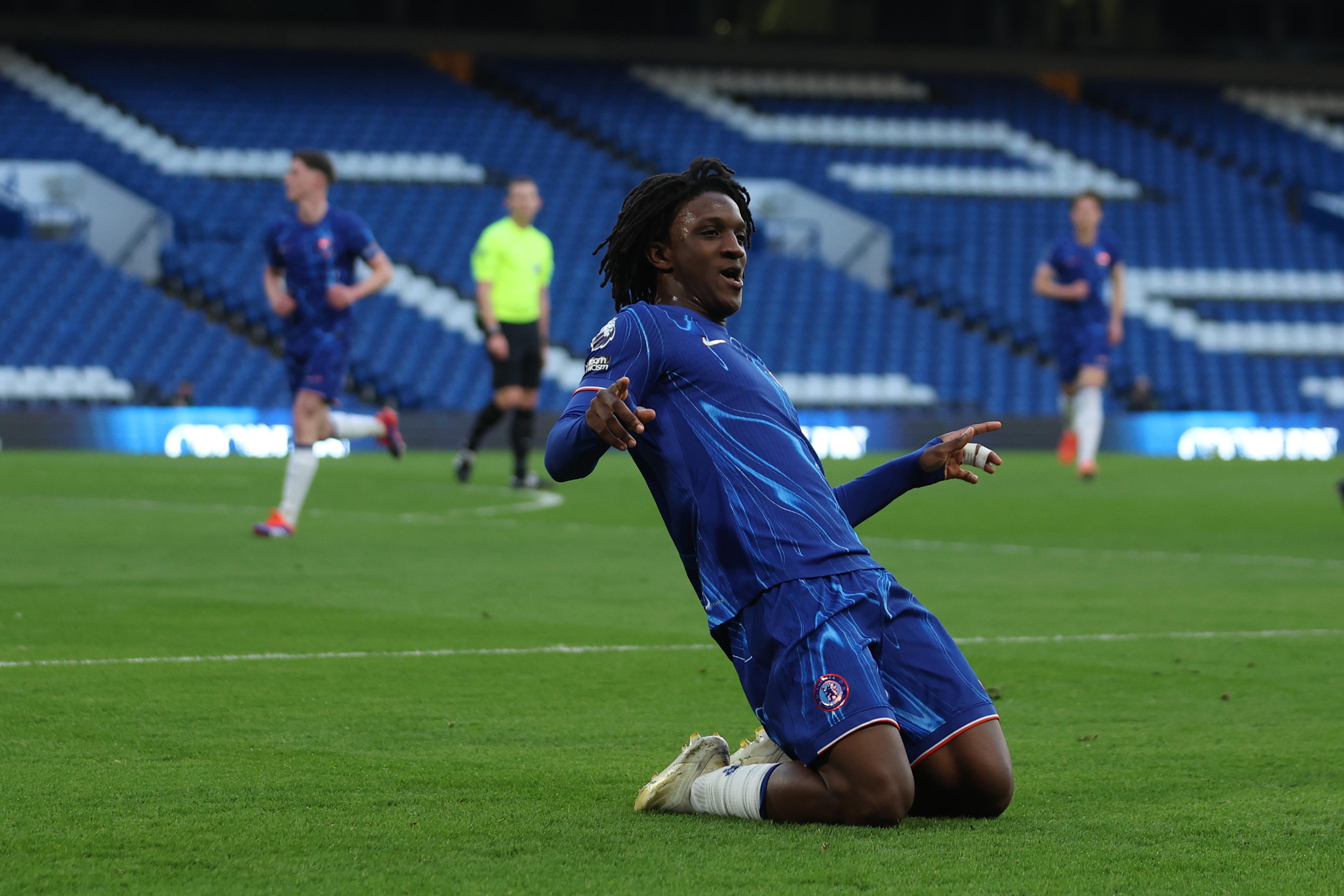 Shim Mheuka attacks the ball during a five-goal Chelsea Under-21 campaign