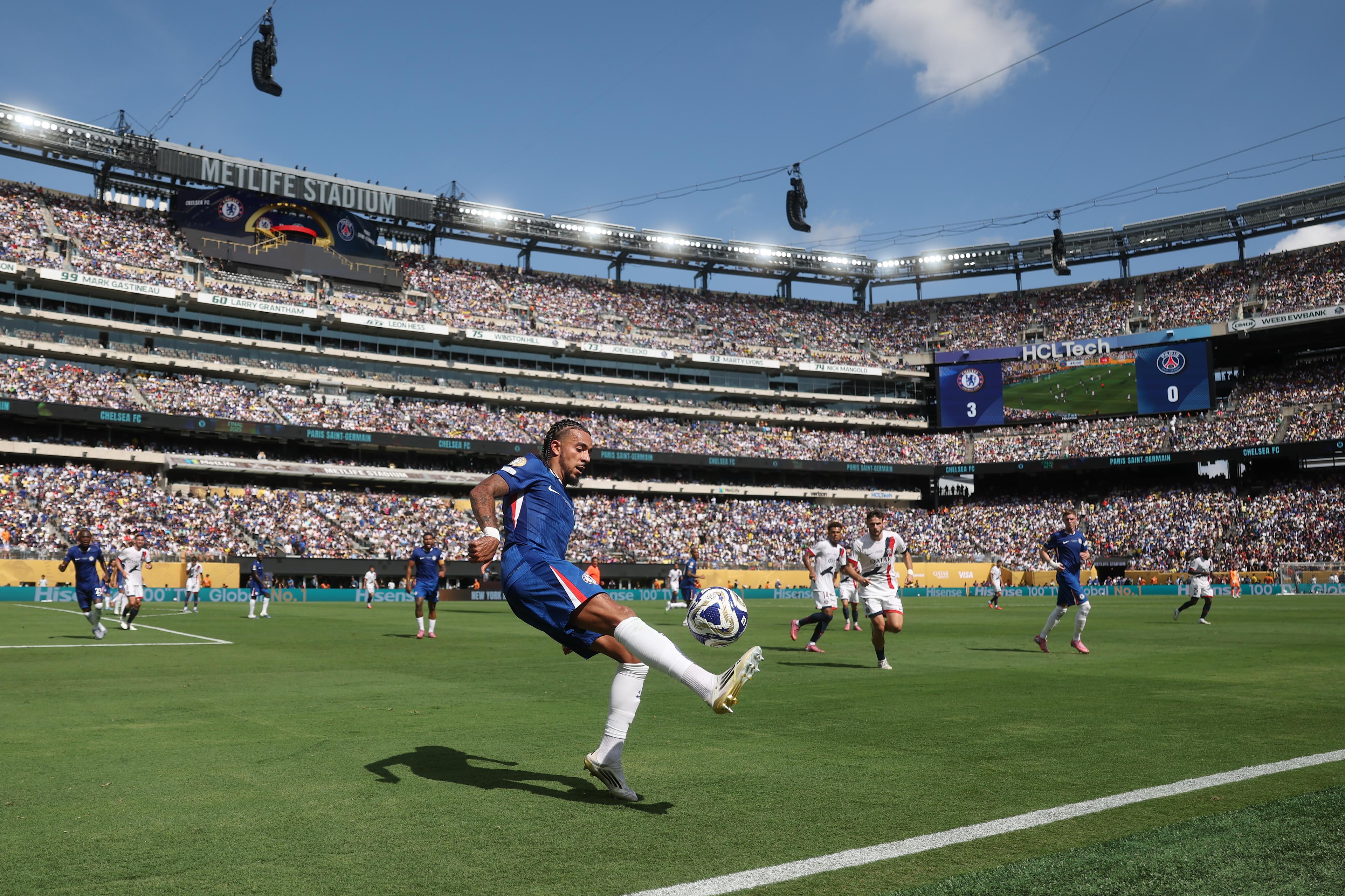 Malo Gusto competes for Chelsea in the 2025 Club World Cup final