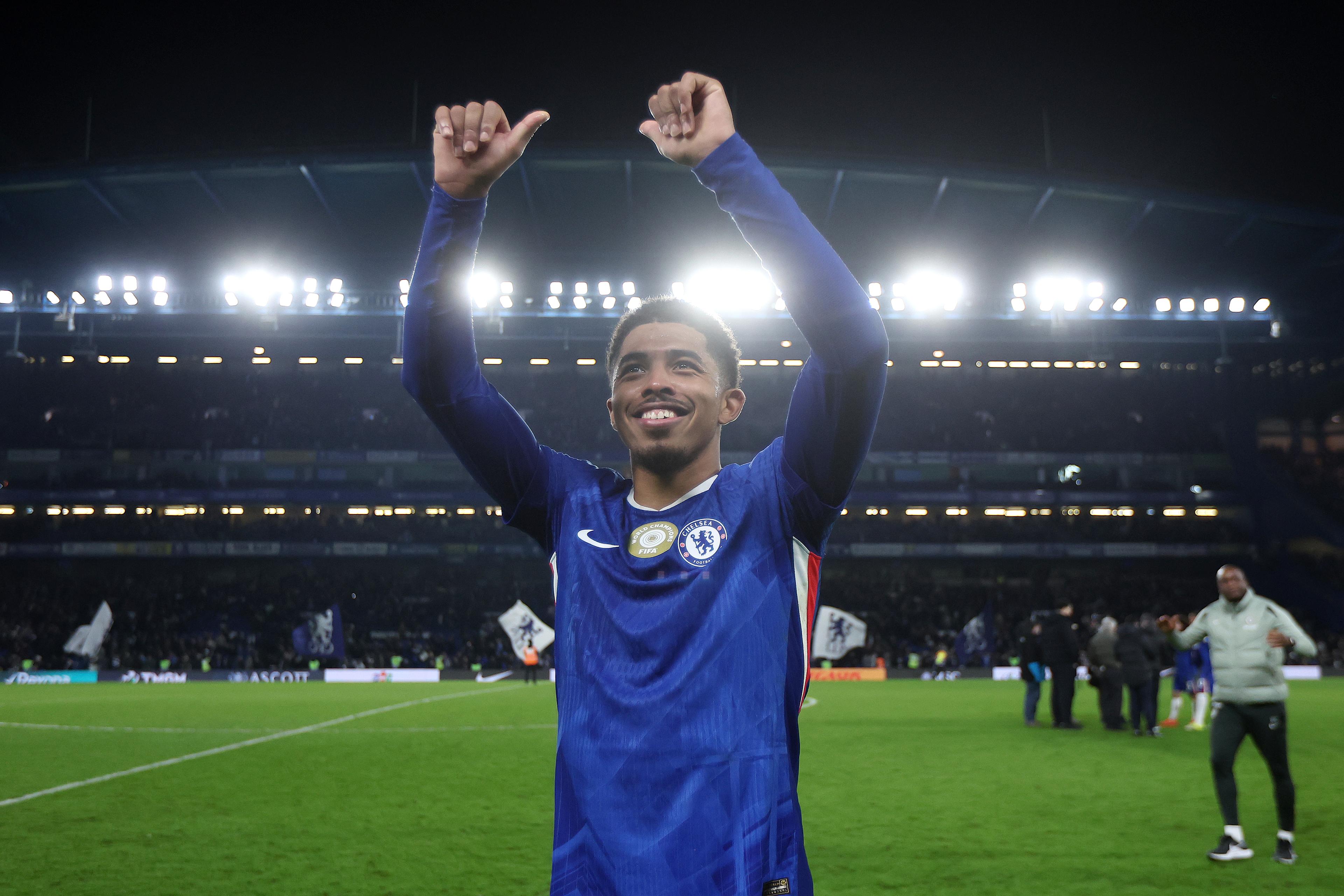 Wesley Fofana celebrates Chelsea's comeback win over West Ham in January 2026