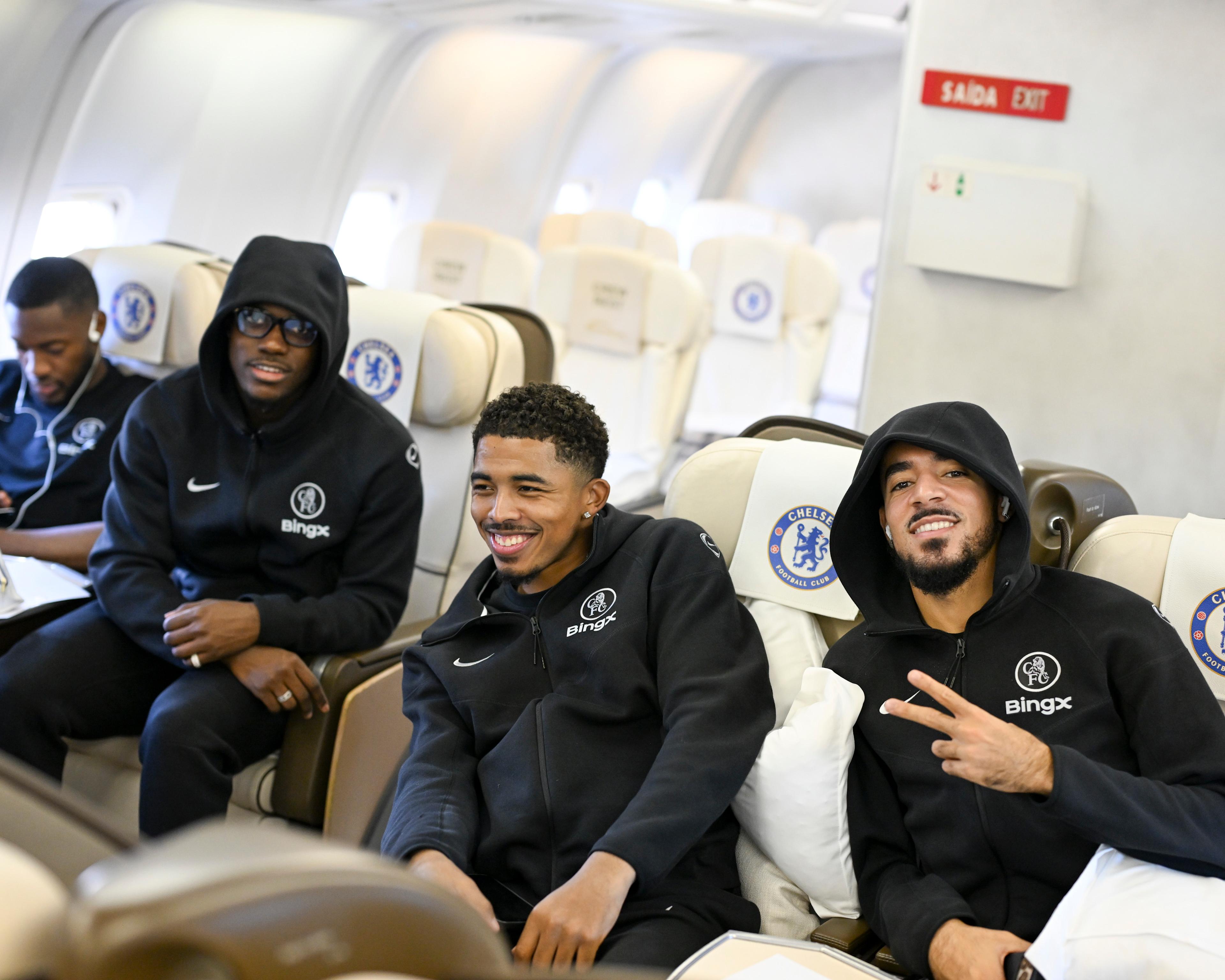 Malo Gusto travels with Chelsea teammate Wesley Fofana