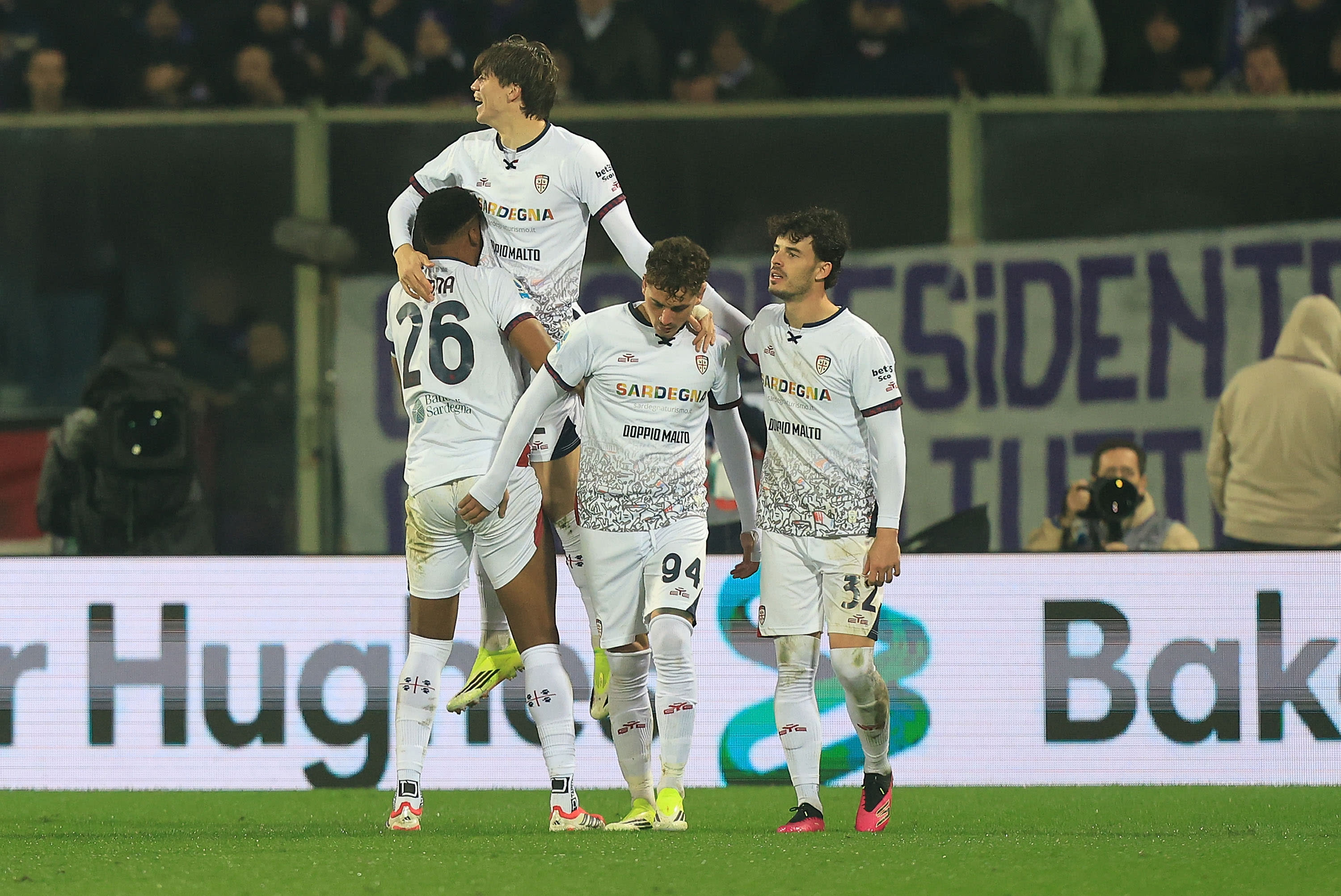 Marco Palestra celebrates his first senior goal for Cagliari against Fiorentina in January 2026