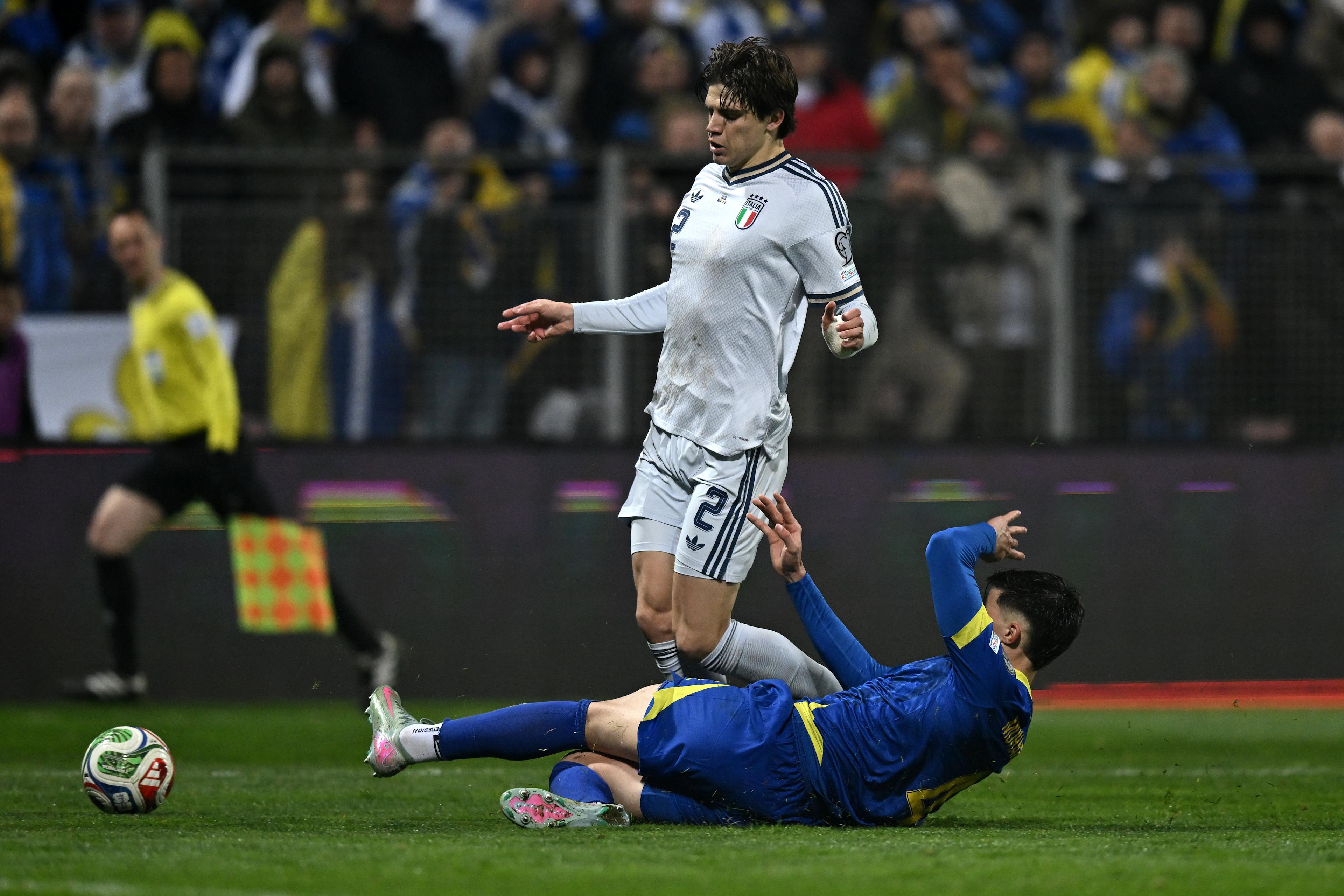 Marco Palestra plays for Italy during the March 2026 World Cup qualifying play-offs