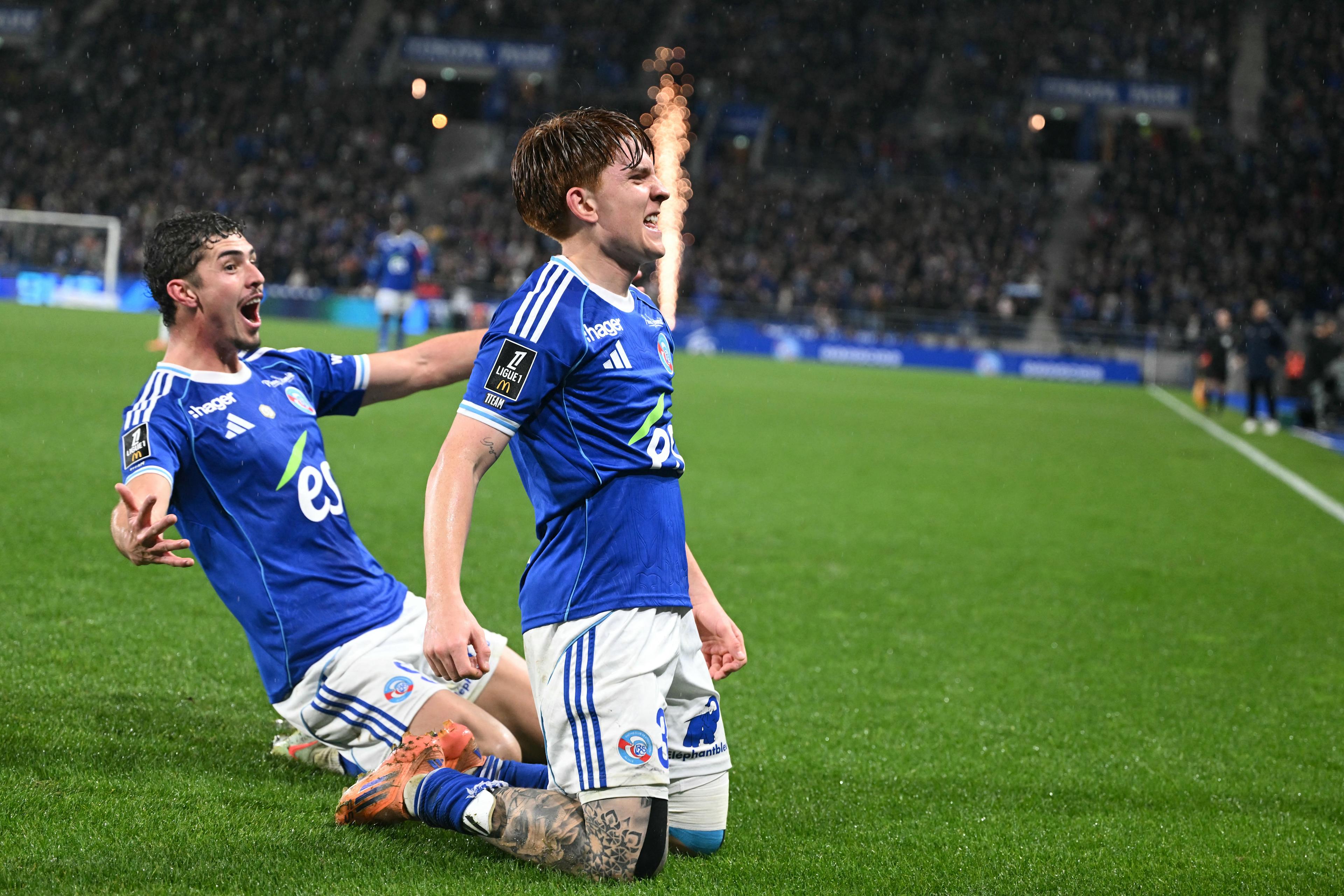 Valentin Barco plays for Strasbourg during the club's 2025/26 season