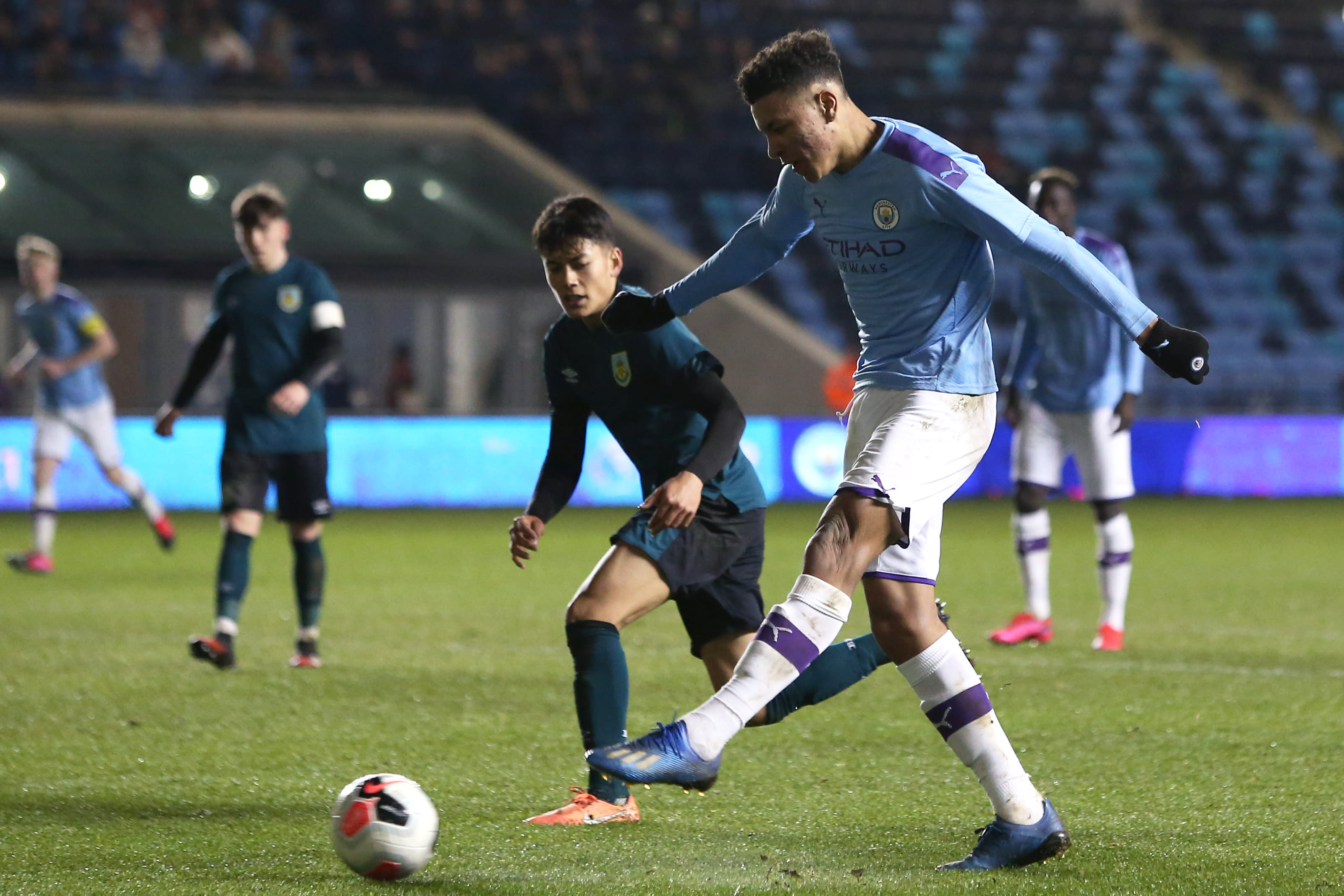 Morgan Rogers and Cole Palmer celebrate Manchester City's 2020 FA Youth Cup final win