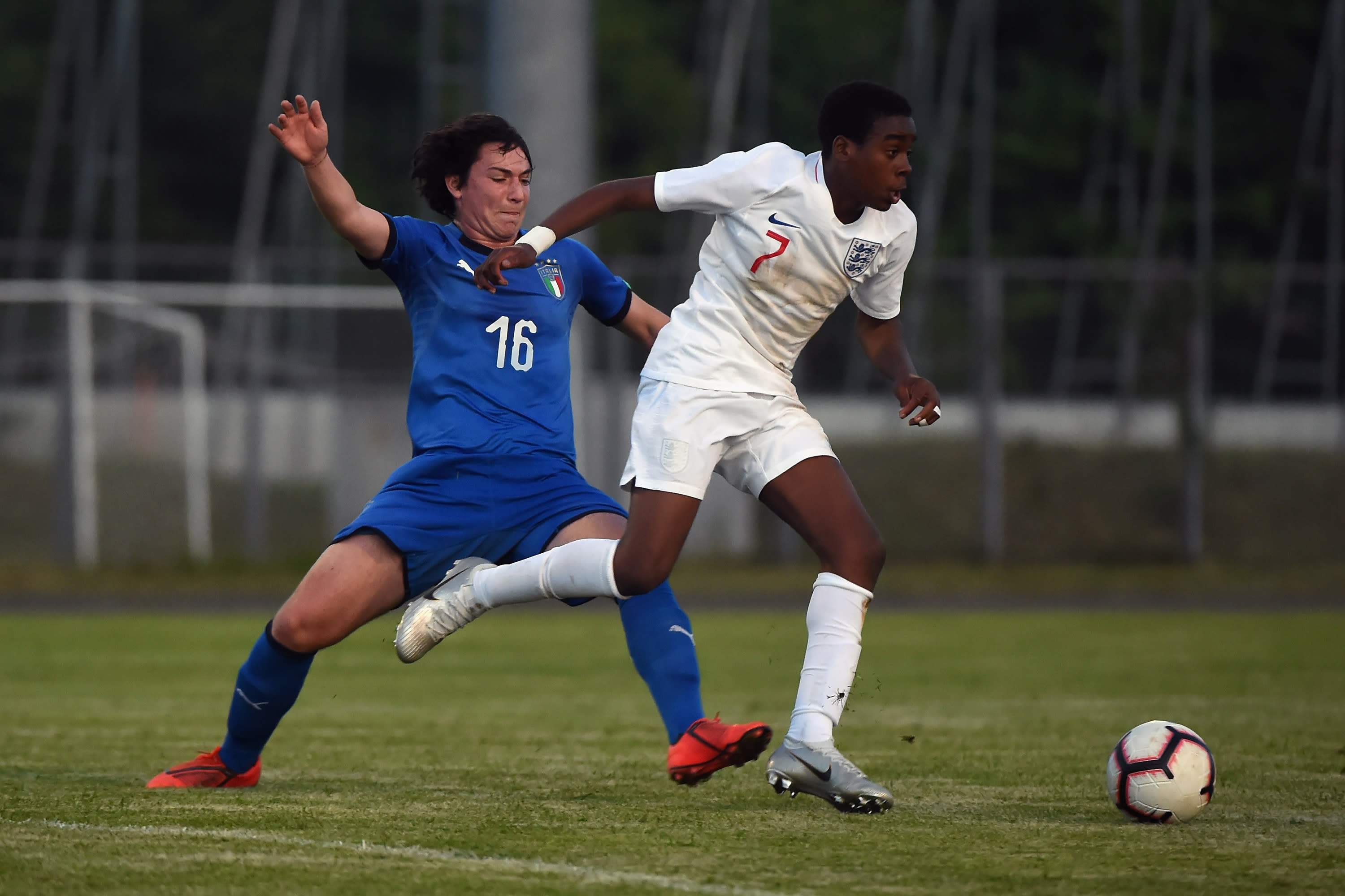 Jamie Gittens plays for England Under-15s early in his international career