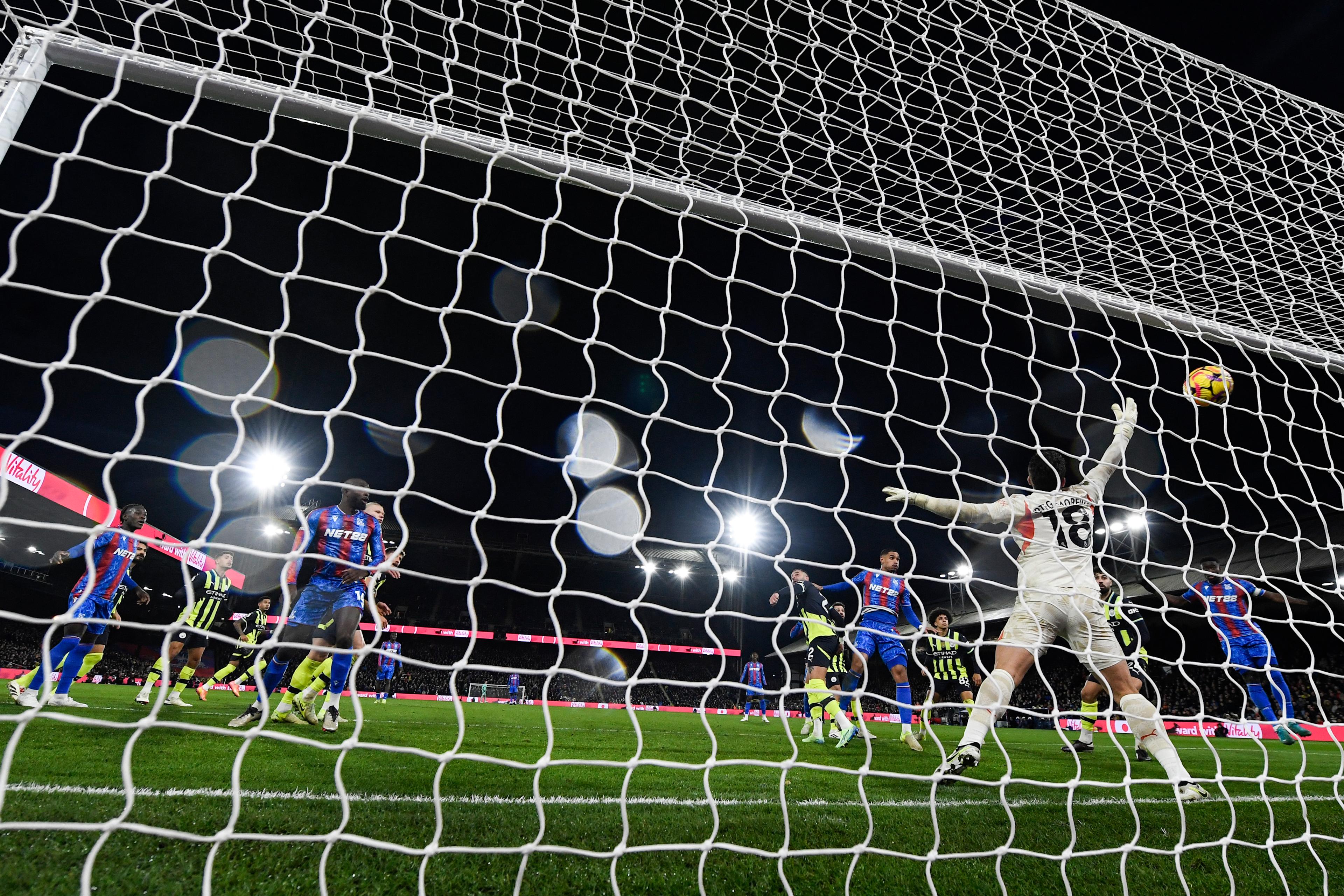 Maxence Lacroix scores his first goal in English football against Manchester City