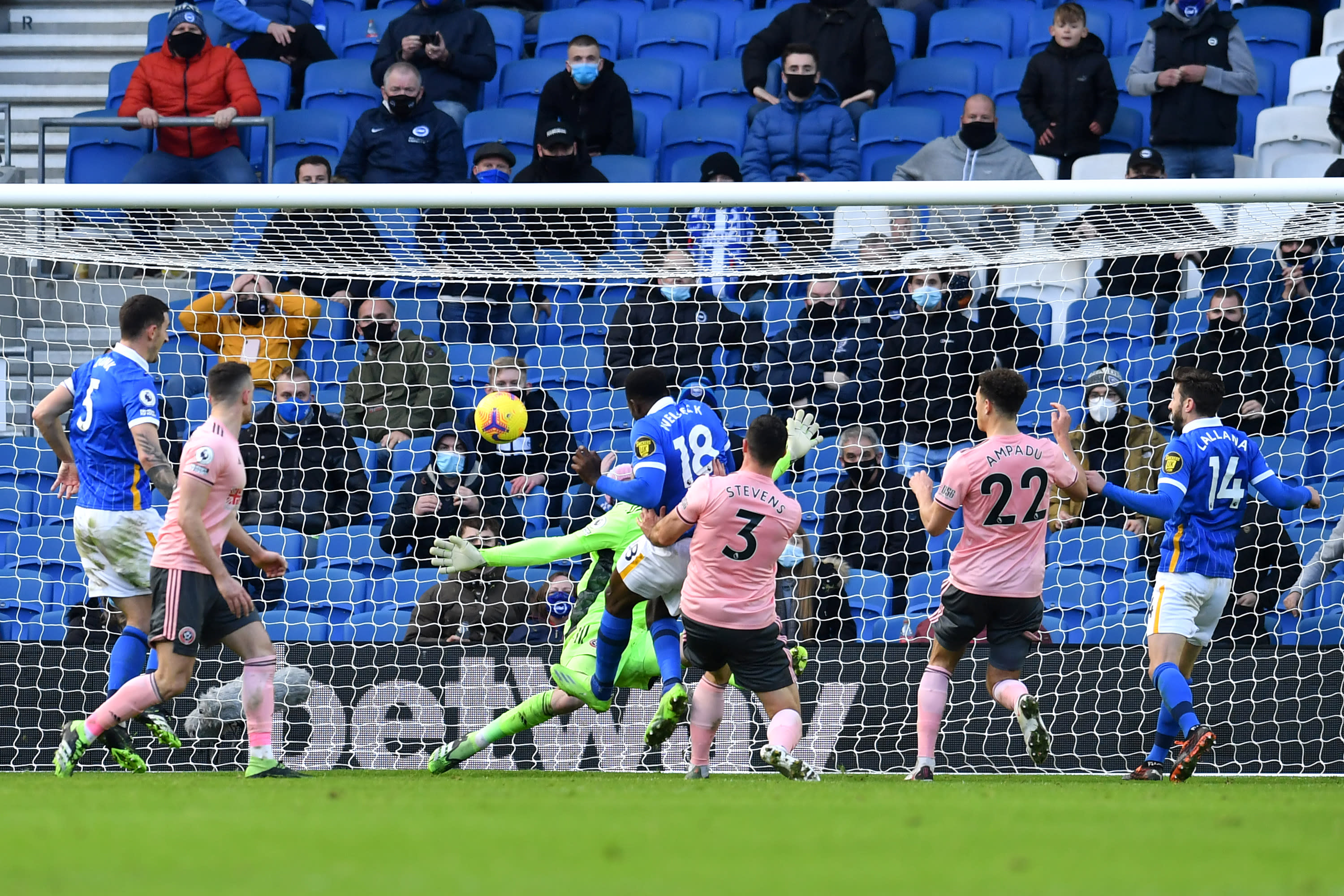 Danny Welbeck celebrates his first home goal for Brighton in December 2020