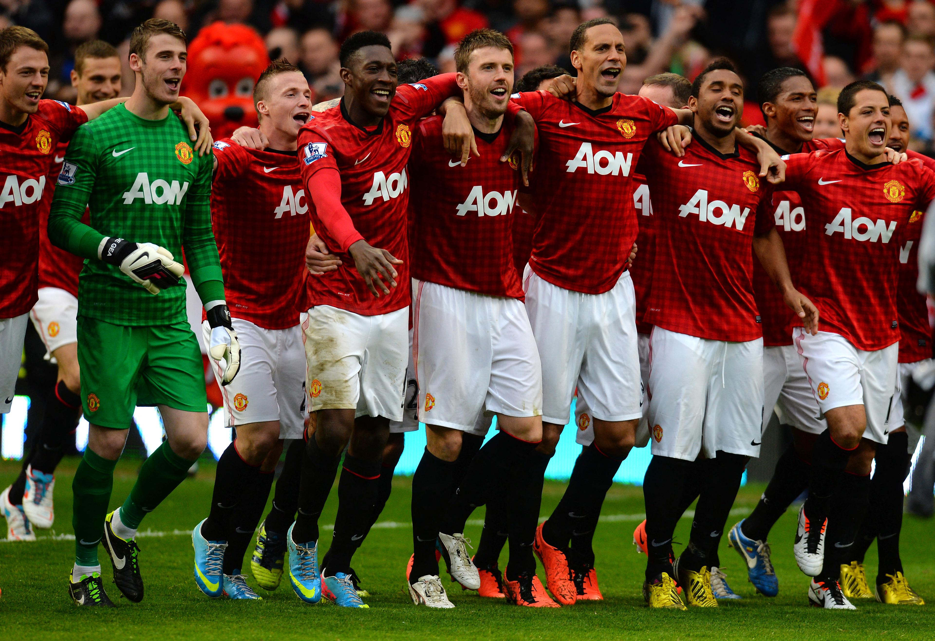 Danny Welbeck celebrates Manchester United winning the 2012/13 Premier League title