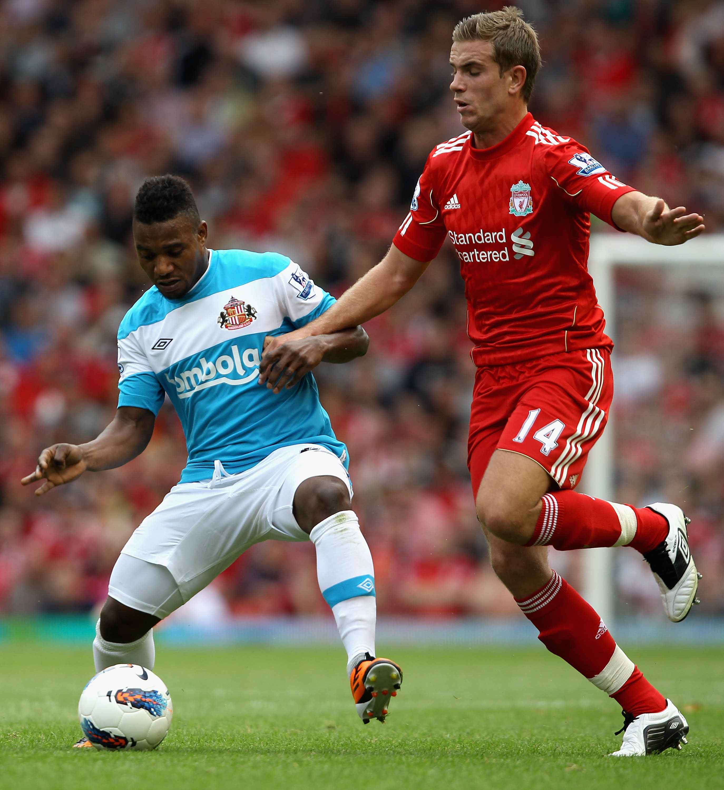 Jordan Henderson makes his Liverpool debut against former club Sunderland in August 2011