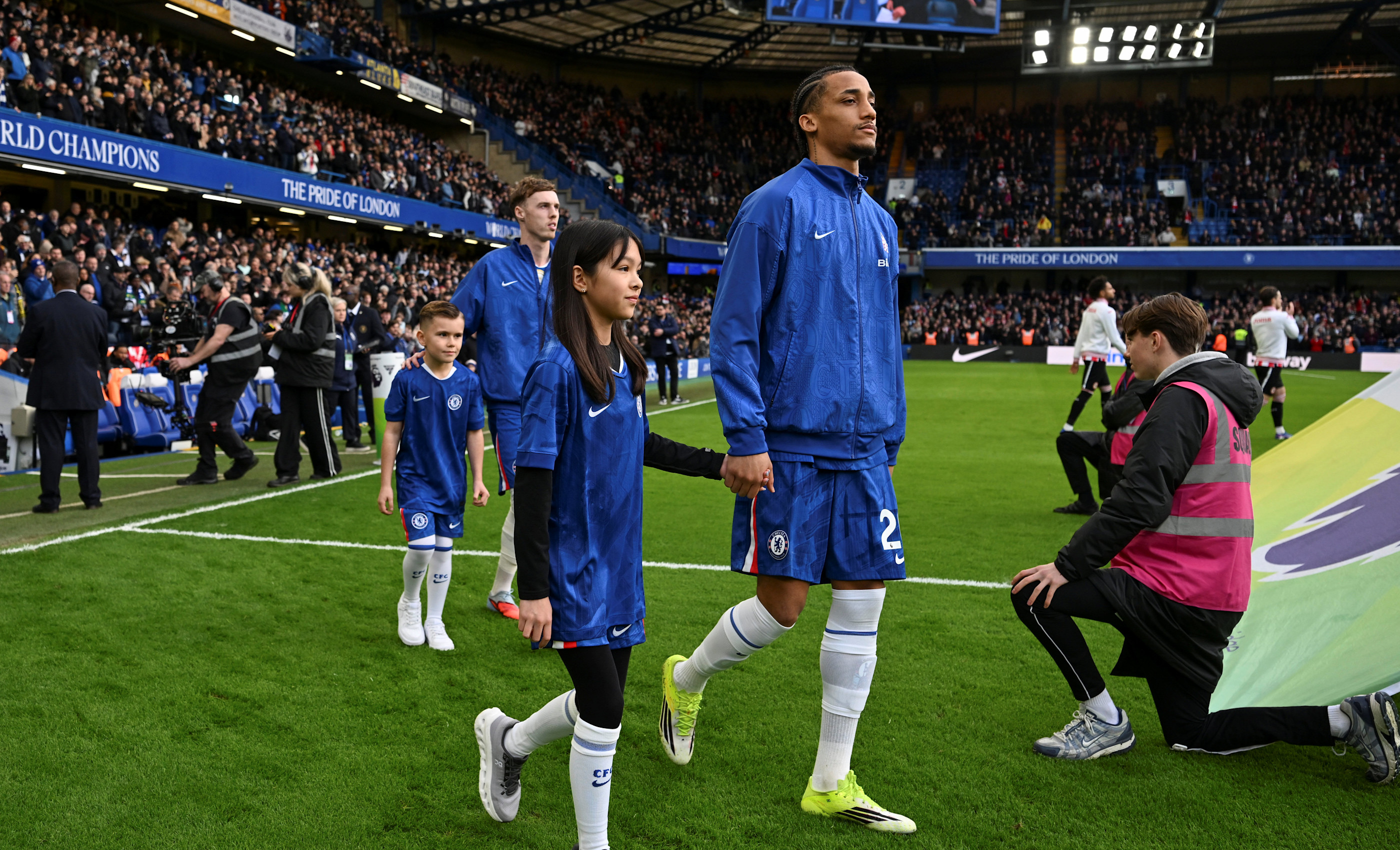 The players emerging to the sounds of Liquidator at that match vs Brentford in January