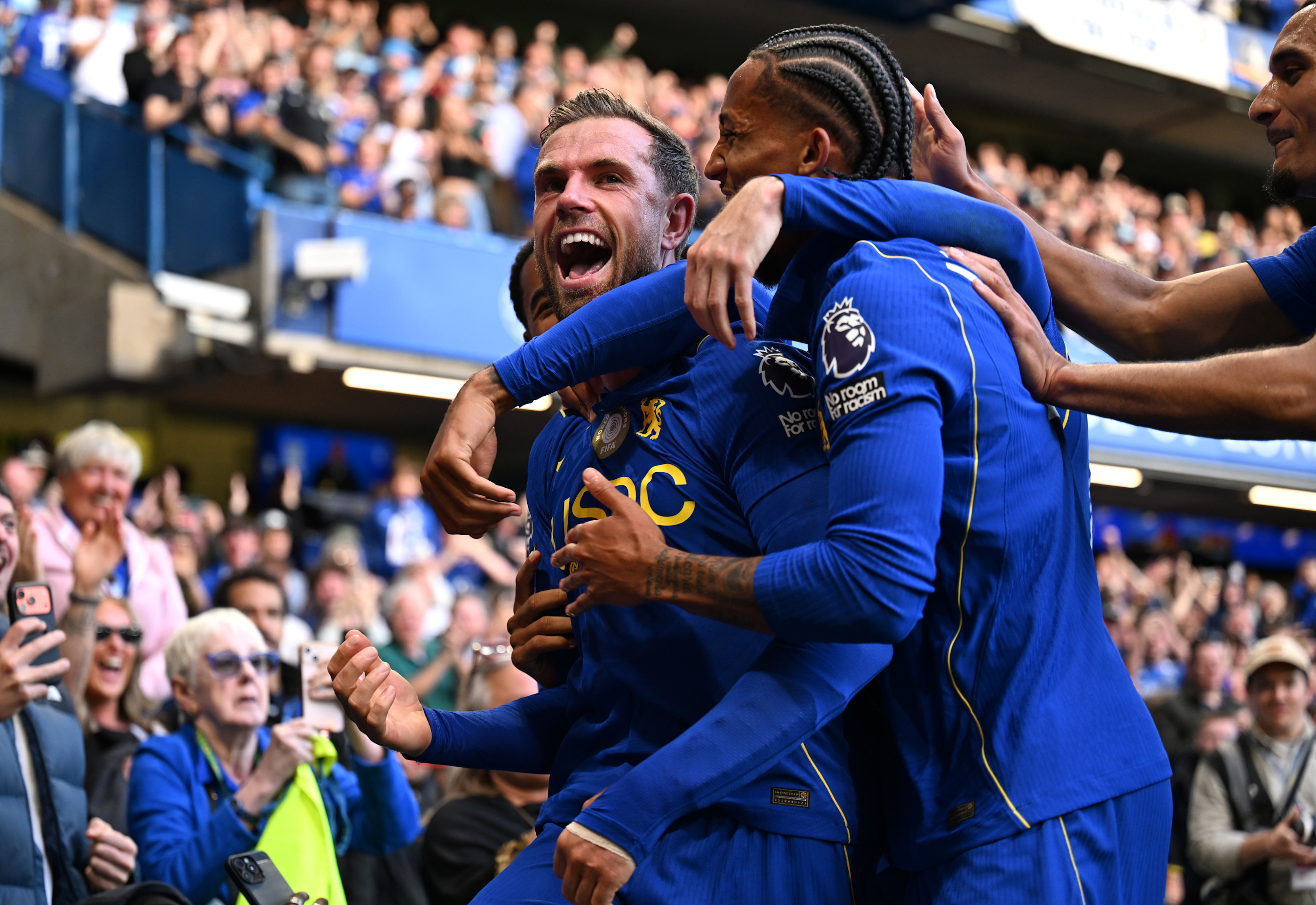 Jordan Henderson celebrates his second goal of the game 