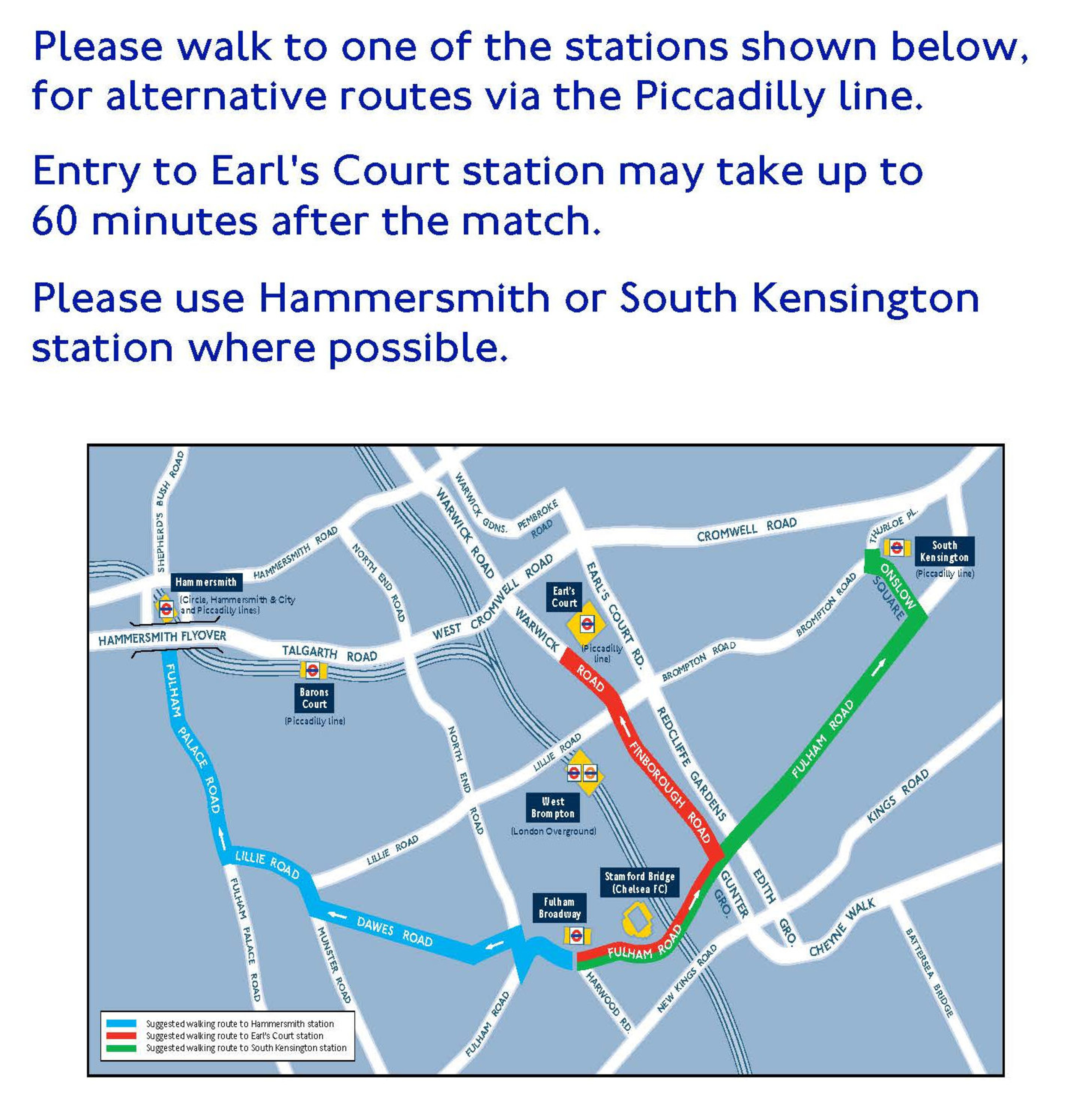 Fulham Boardway closed   walking routes three stations