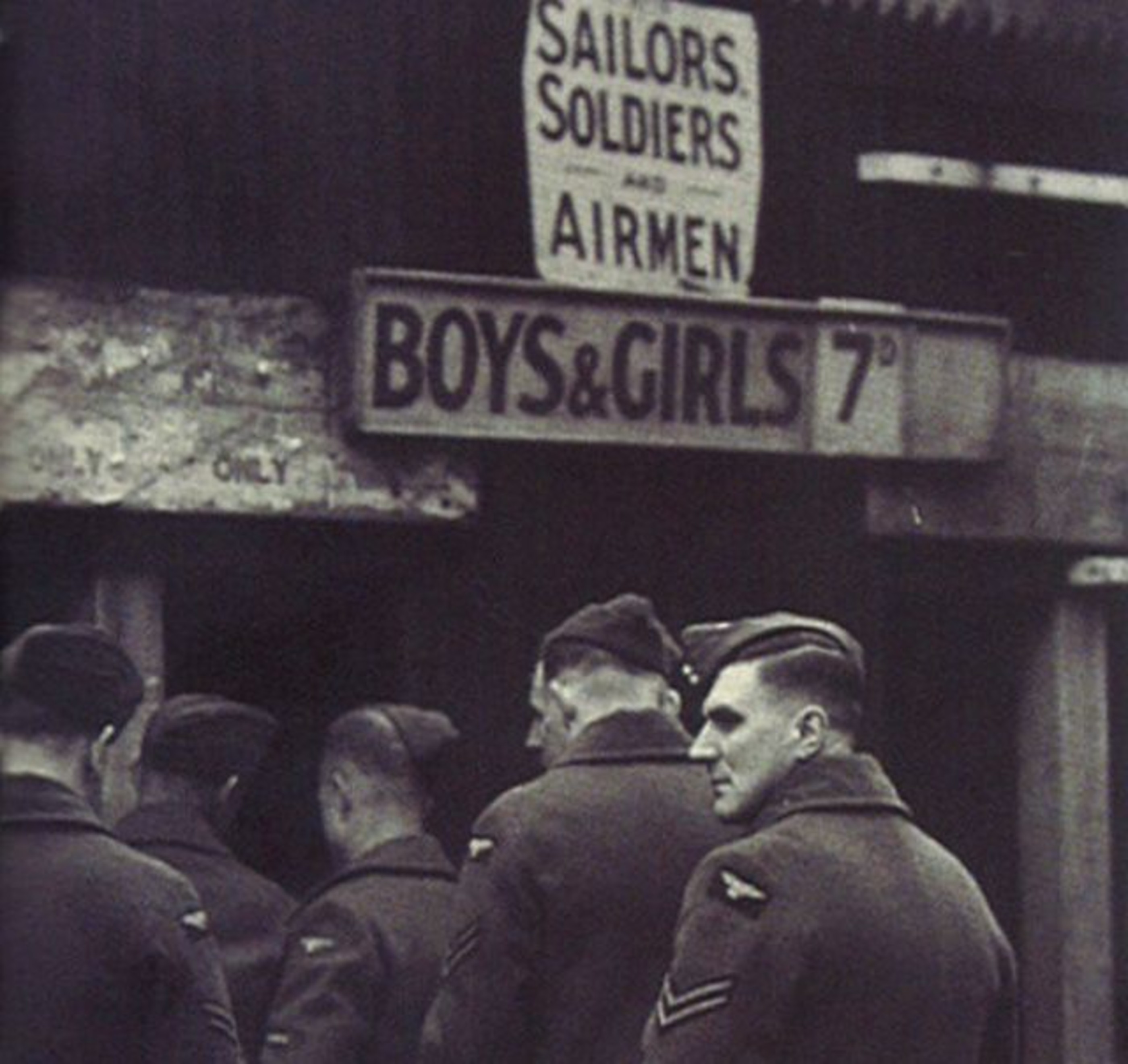 Soldiers entering the turnstiles during the war