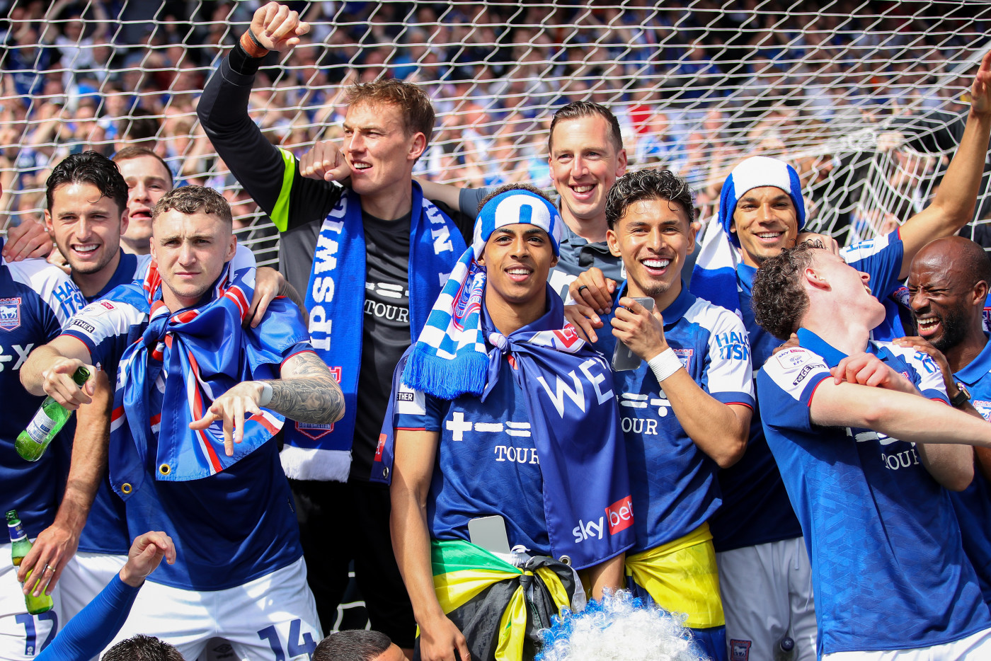 Hutchinson celebrates promotion with his teammates