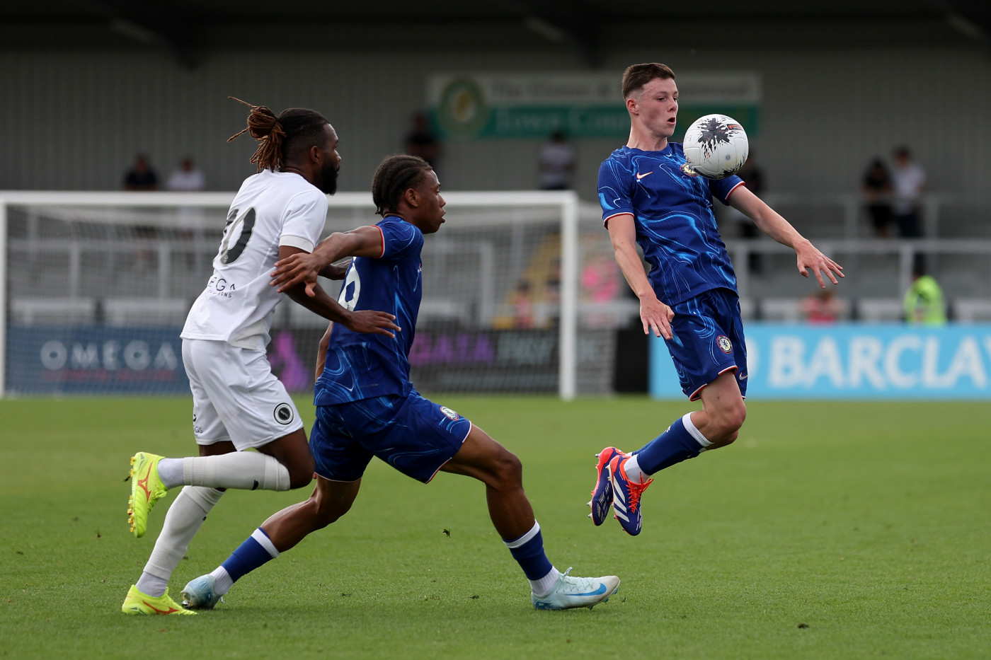 Harrison McMahon in action during the 3-3 friendly draw with Boreham Wood