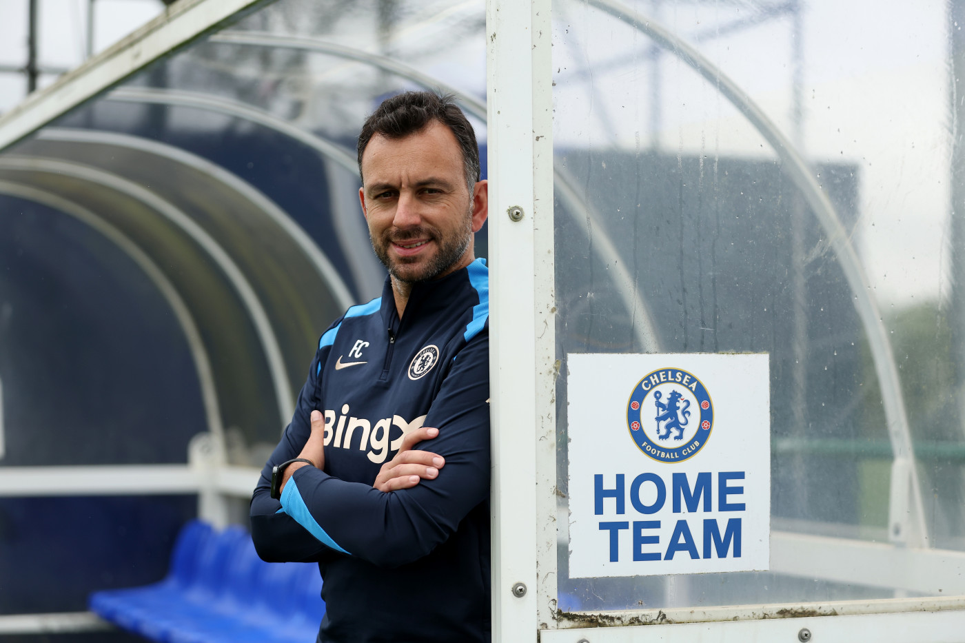 Coelho in the Academy dugout at Cobham