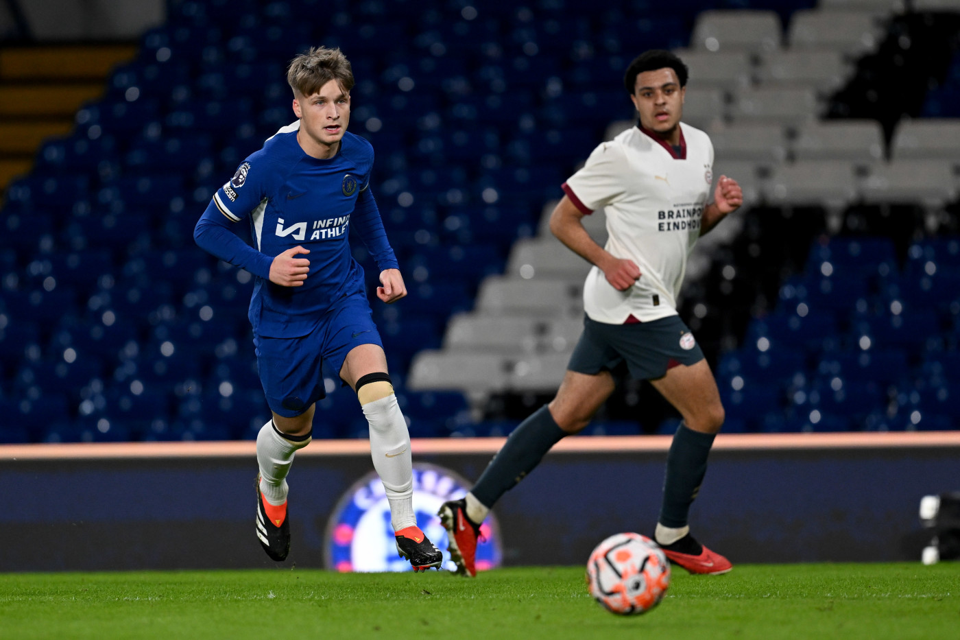 Morgan in action against PSV at Stamford Bridge in last season's Premier League International Cup