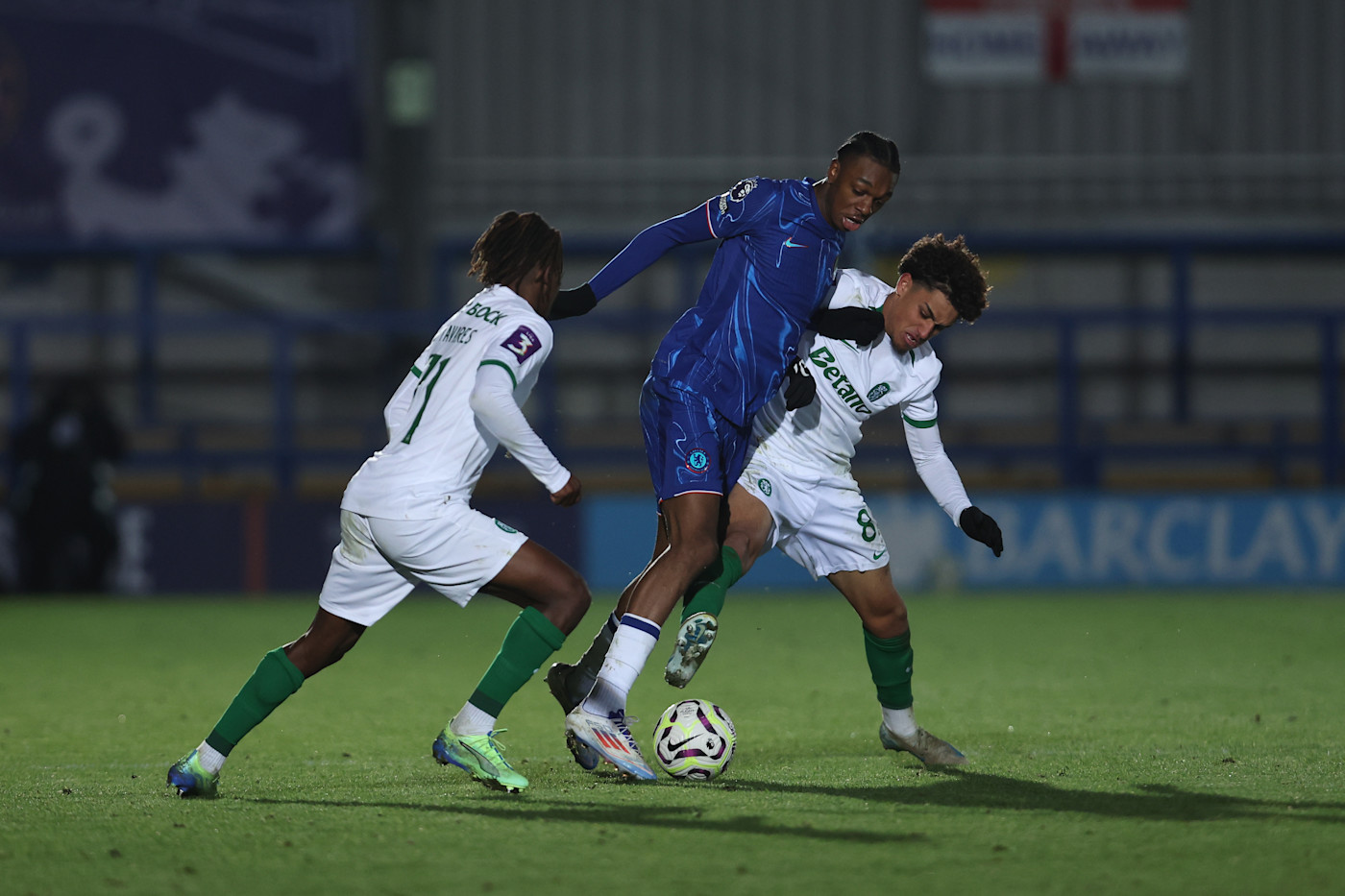 Defender Wilson in Premier League International Cup action at Kingsmeadow last season
