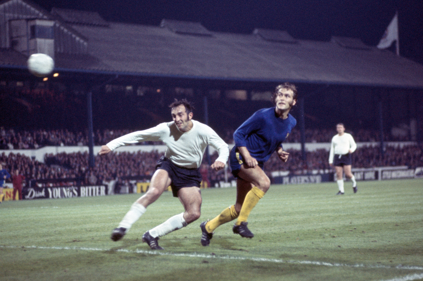 Tommy heading in against Luxembourg minnows in the Cup Winners' Cup