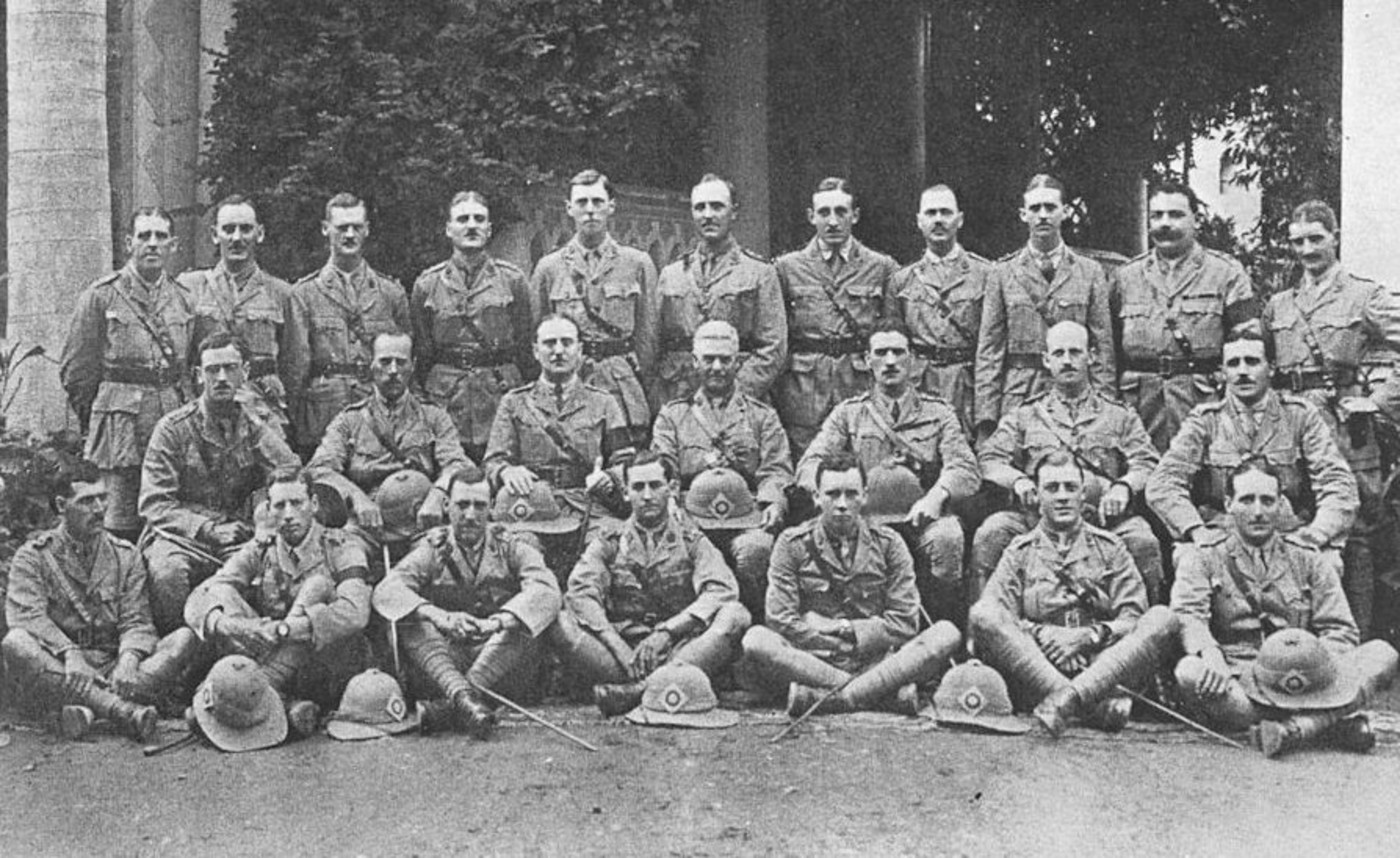 Captain Paget (left end of middle row) and his battalion