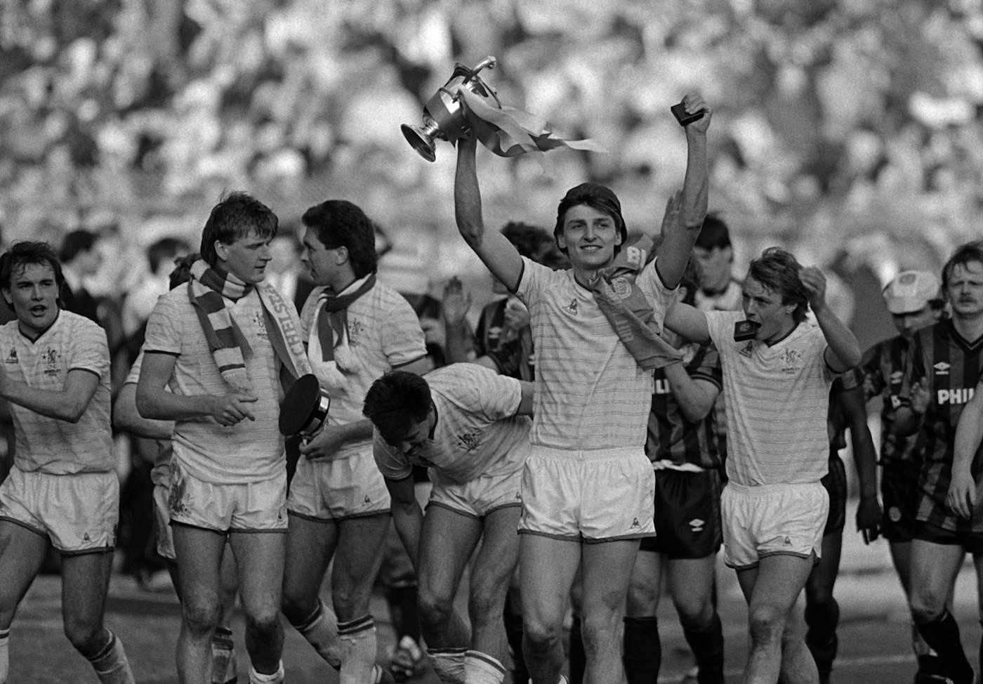 Colin Pates (with trophy) and John Bumstead (right) victorious at Wembley