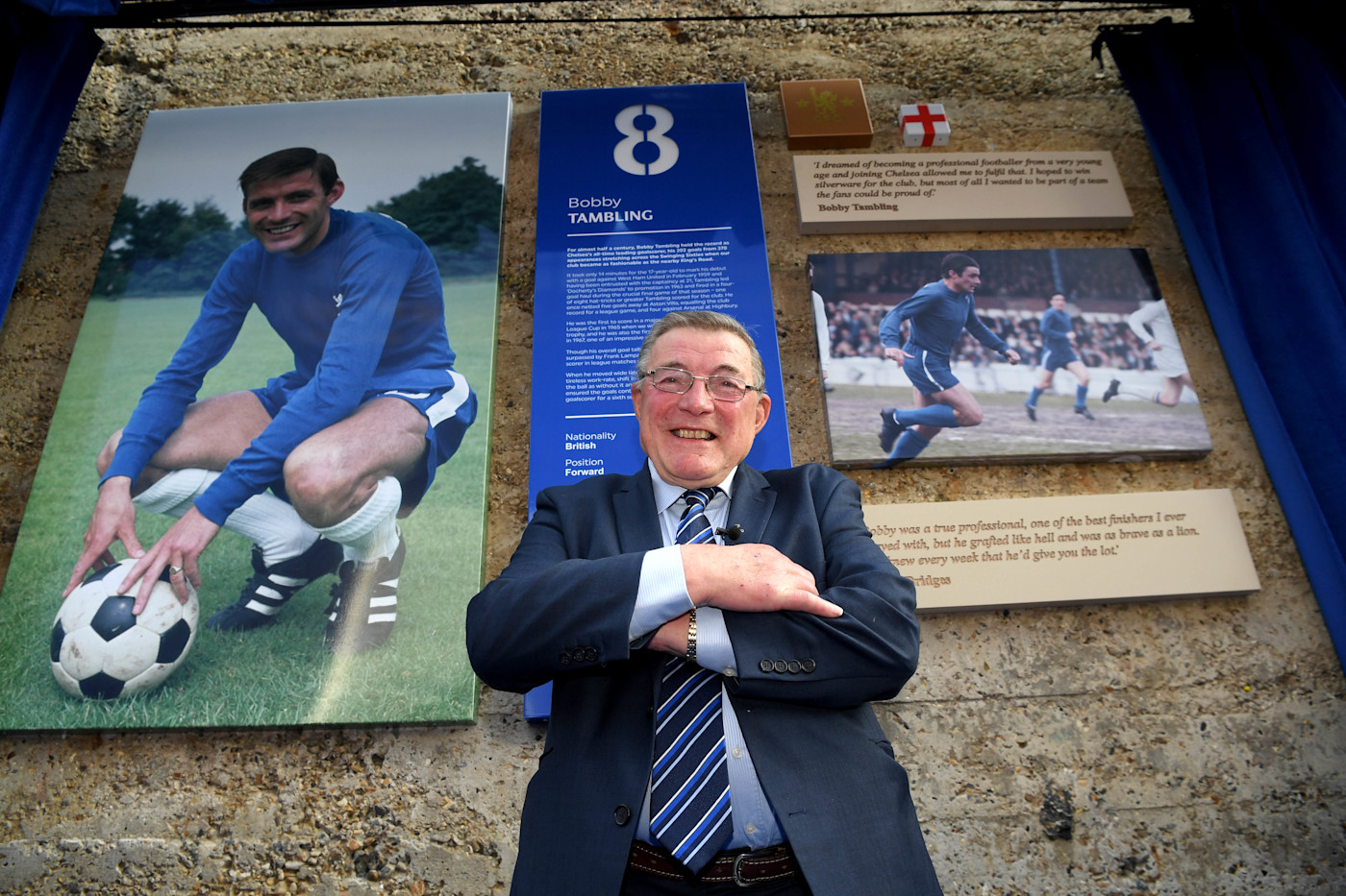 Tambling won a fans' vote to be added to the Shed Wall at Stamford Bridge in 2019