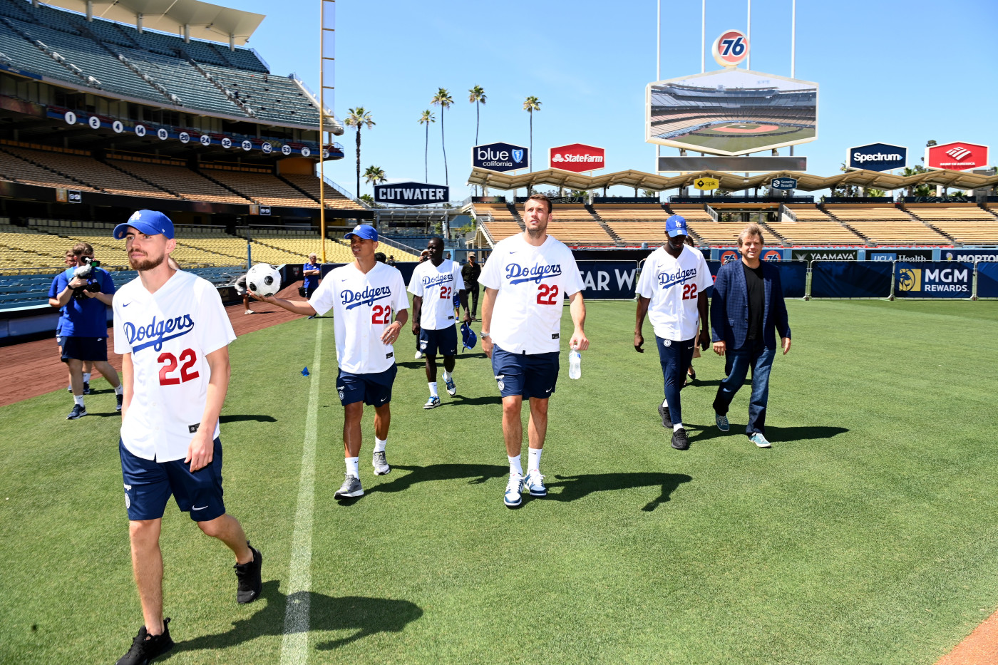 Chelsea stars including Raheem Sterling join Todd Boehly at LA Dodgers'  stadium during pre-season tour of US